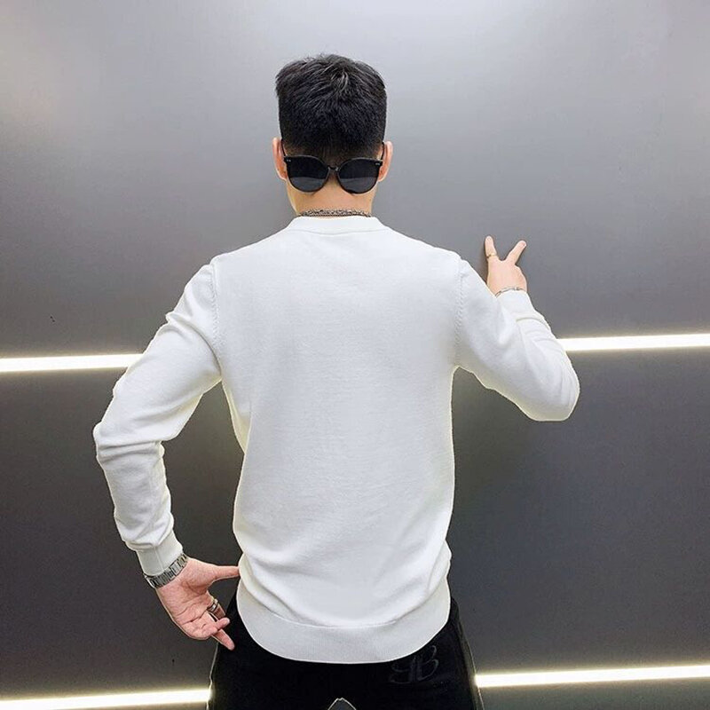 Suéter de cachemira de alta calidad personalizado para hombre, Tops originales de punto Simple coreano para Fitness