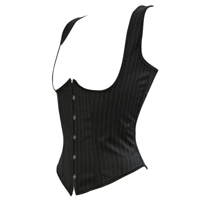 Sexy Black Striped Underbust Corsets For Women Waist Cincher Body Shaper Bustier Vest Tops Plus Size S-6XL