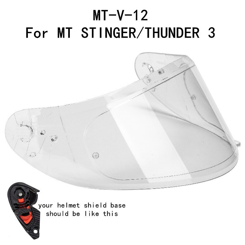 Bouclier de casque en verre MT-V-12, pour casque MT stinger et casque MT THUNDER 3, 7 couleurs disponibles