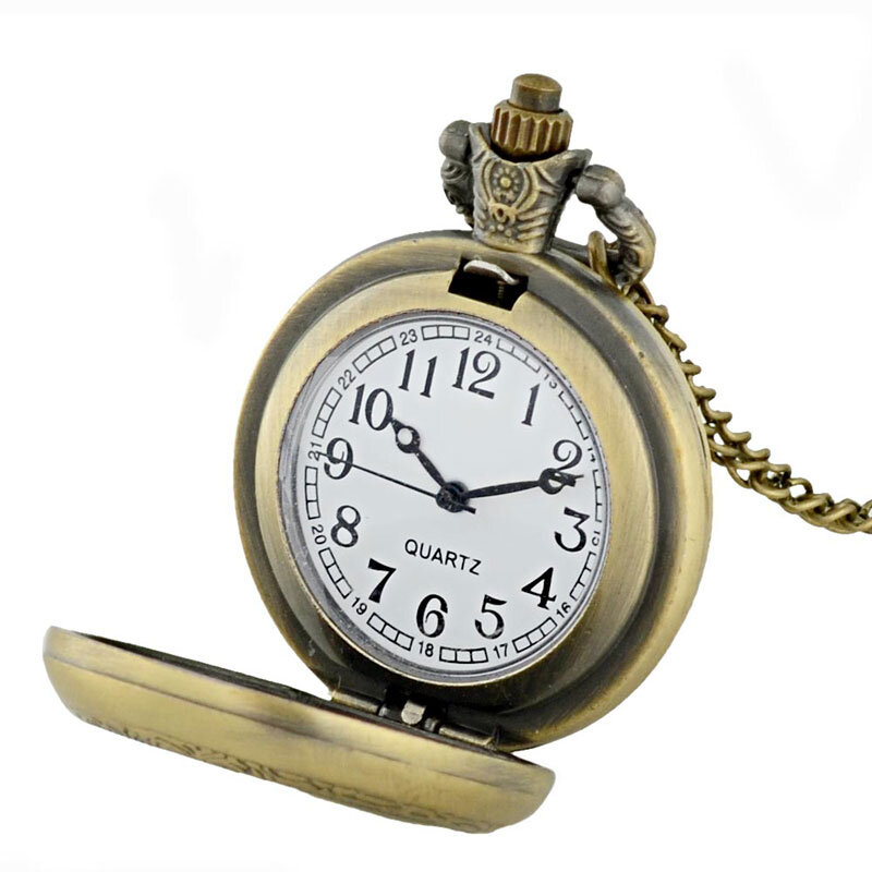 Reloj de bolsillo de cuarzo para hombre y mujer, diseño único de Luna y sol, Color bronce, colgante, collar, horas, mejores regalos