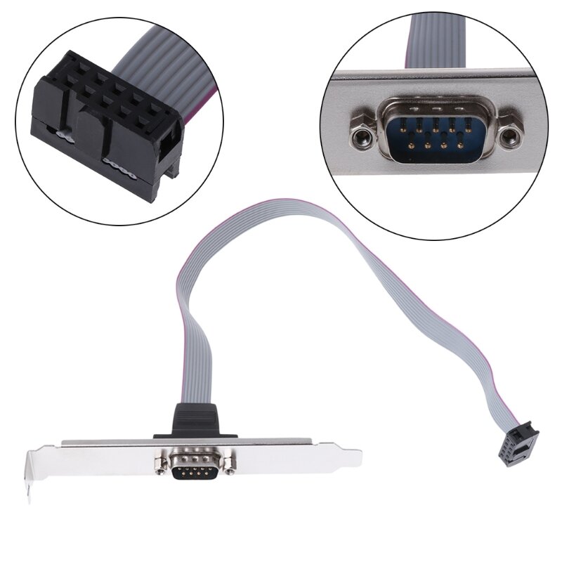 Placa base Serie 9 pin DB9 RS232, puerto Com, Cable de cinta, soporte de conector, nuevo