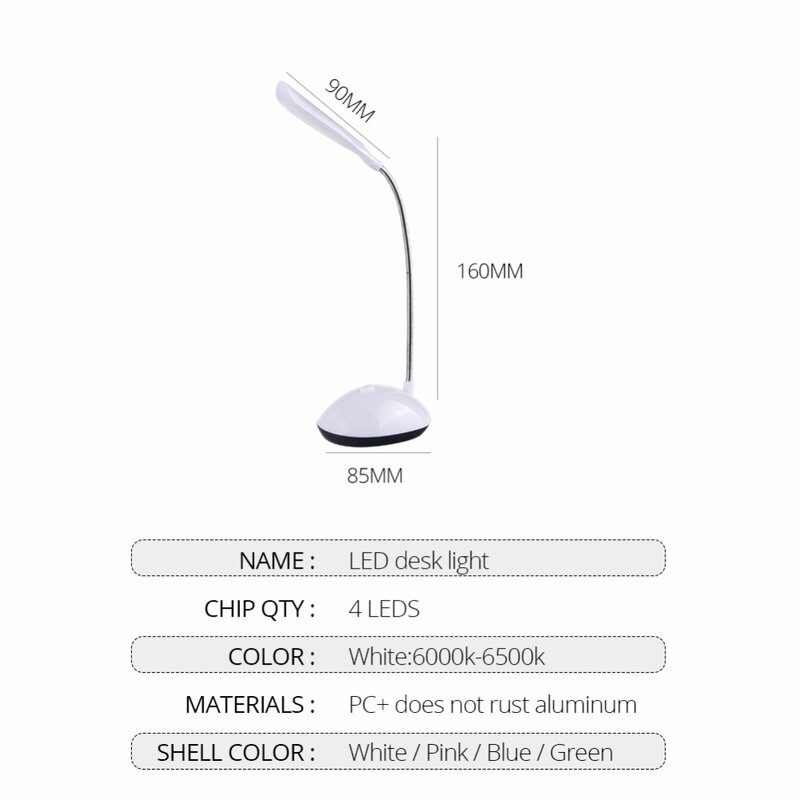 Lampada da tavolo a LED Mini a 4 colori lampada da tavolo da studio per bambini con protezione per gli occhi alimentata a batteria AAA
