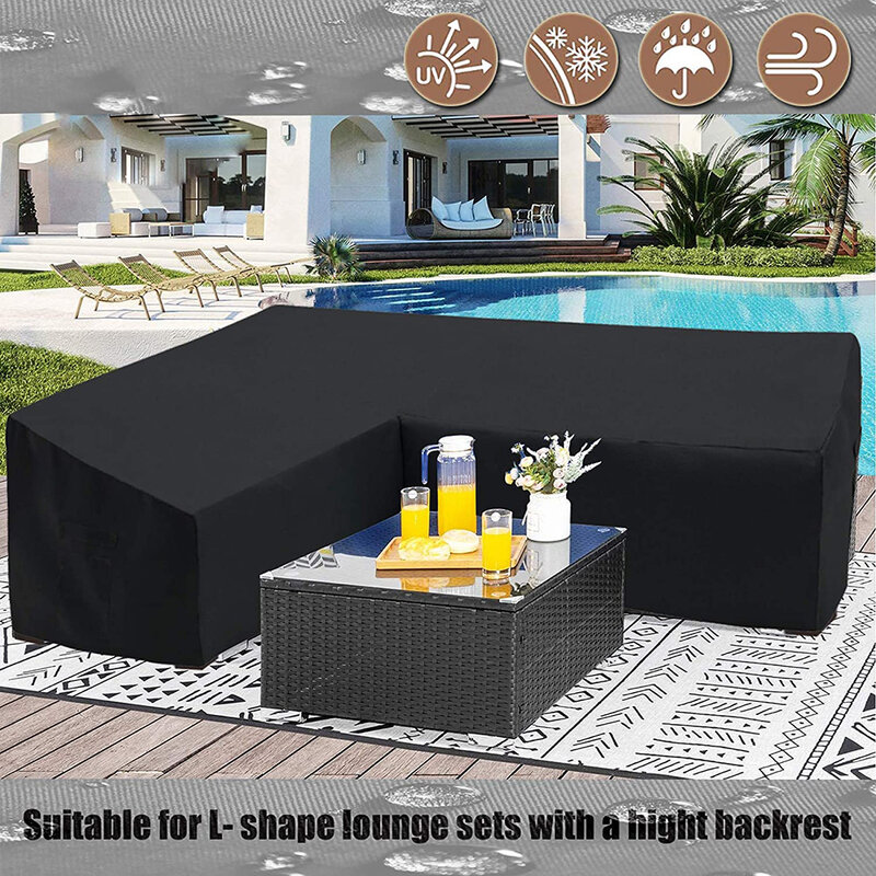 15 tamanhos de canto ao ar livre sofá capa jardim rattan canto móveis capa v forma l shapewaterproof sofá proteger conjunto poeira cobre
