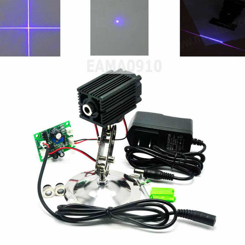 405nm 150mW Dot/Line/Cross Violet/Blue Laser Diode Module w/12V Adapter & Holder