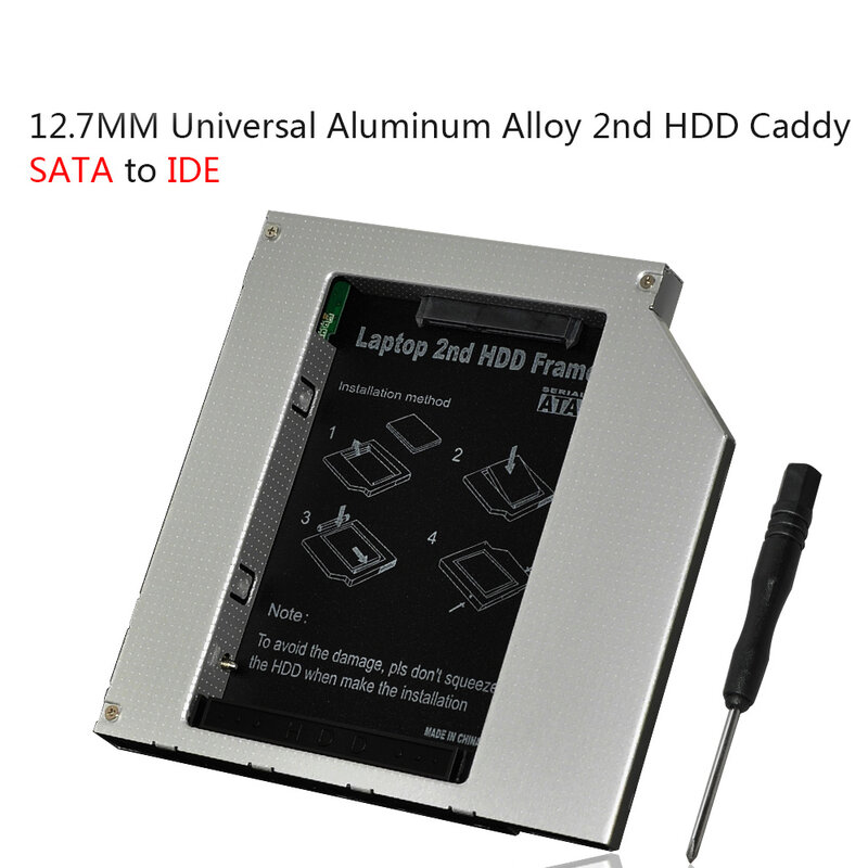 Sunvalley 12.7mm universal liga de alumínio segundo hdd caddy ide para sata 2.5 "caso ssd dvd/CD-ROM óptica baía para laptop