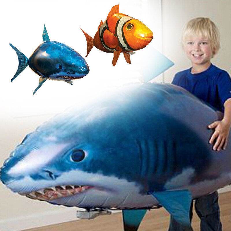 Juguetes de pesca de natación de aire, Dron Nemo, tiburón inflable, pez payaso, globo de helio, pez volador de juguete, pez de natación de aire