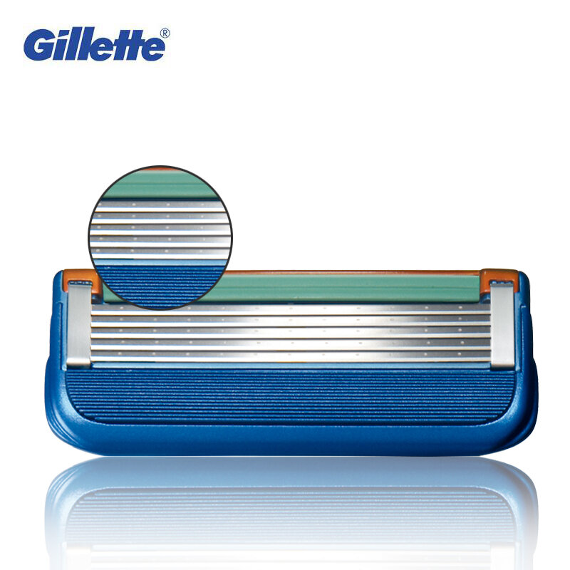 Gillette Pisau Cukur Fusi 5 Lapisan Keselamatan Kepala Cukur Manual Pengganti Pisau Cukur Jenggot Profesional untuk Perawatan Wajah Pria