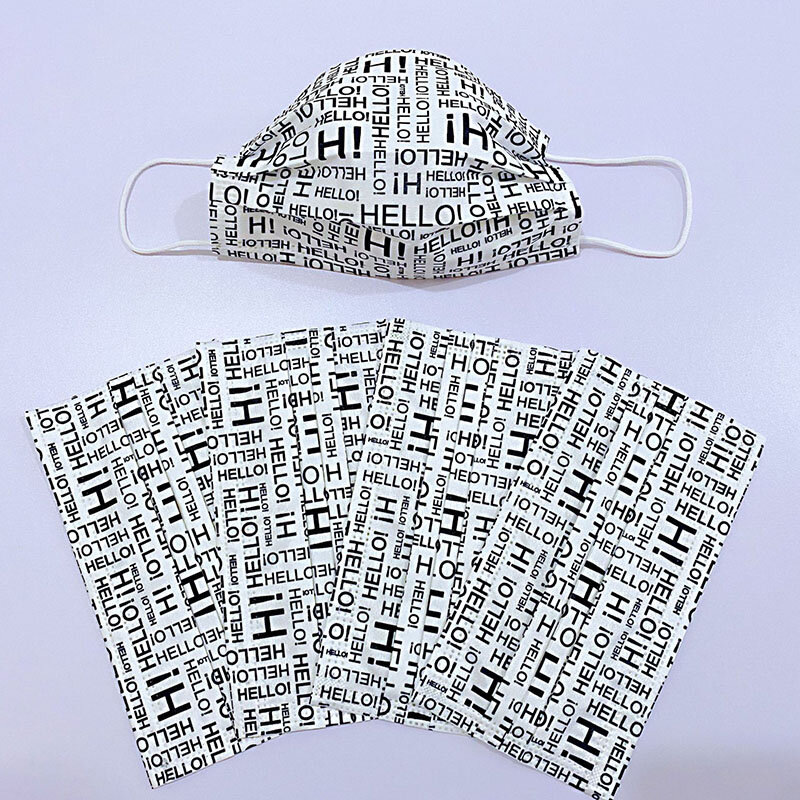 일회용 성인 영어 문자 인쇄 얼굴 방패 마스크 3 레이어 보호 먼지 마스카라 니노스 패션 여성 통기성 마스크