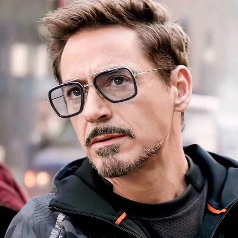 Óculos de sol estilo Tony Stark para homens e mulheres, marca quadrada, óculos de sol retrô masculino, moda luxo