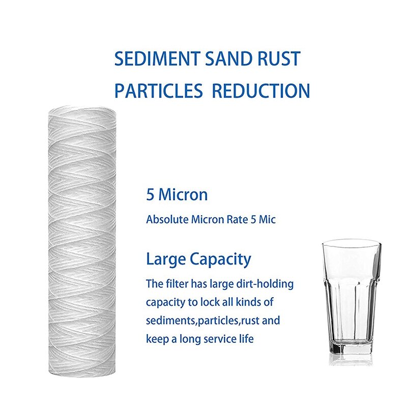 5 micrometre 10x2.5 Polegada string ferida sedimento filtro de água cartucho casa inteira filtragem de sedimentos, substituição universal