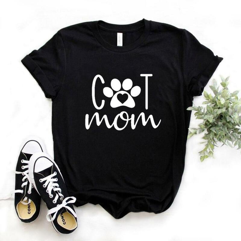 Женские футболки с принтом кота, мамы, лапы, хлопковая Повседневная забавная футболка для леди, Yong, топ для девочек, футболка, 6 цветов, женская