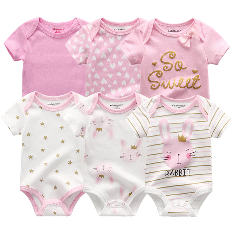 6 sztuk/partia body niemowlęce moda body garnitury z krótkim rękawem noworodka kombinezon Cartoon dzieci dziewczynka ubrania