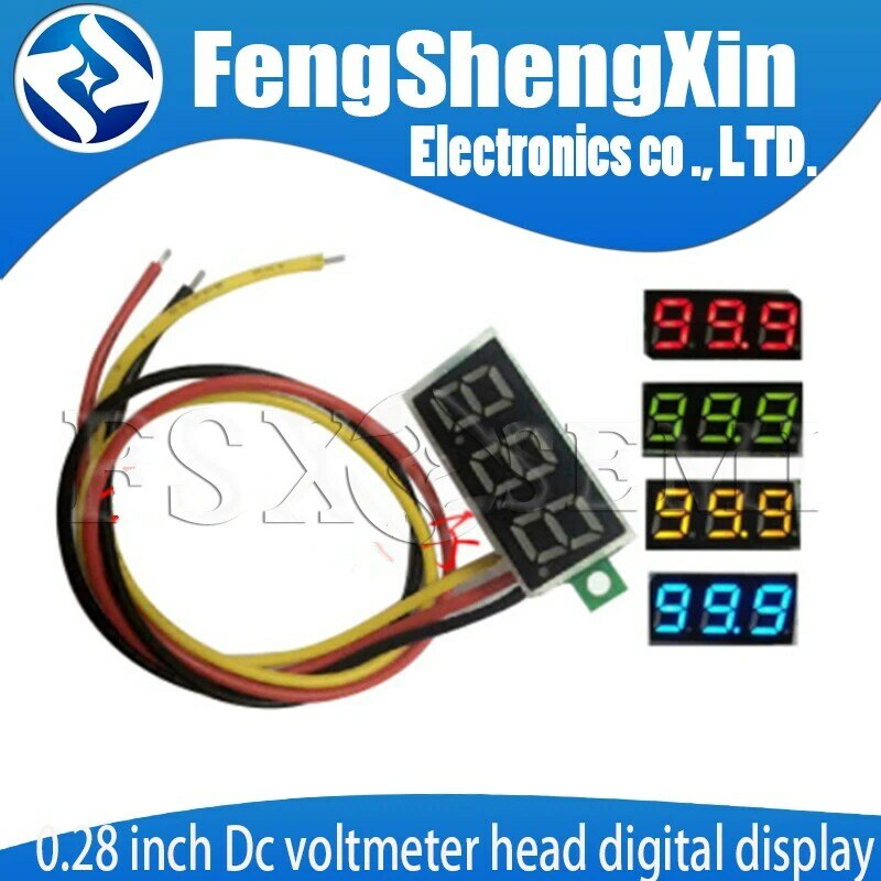 Mini jauge de tension, voltmètre à 3 fils, affichage LED, panneau numérique, voltmètre, moniteur de détecteur, 0.28 pouces, DC 0-100V