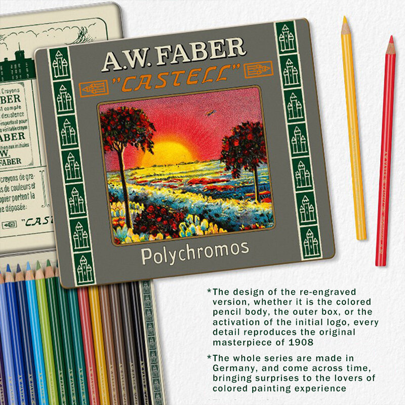 Faber castell a. w. faber-kit de lápis de cor oleosos policromanos em 12/24/36 cores, lápis de cor profissional comemorativo de aniversário
