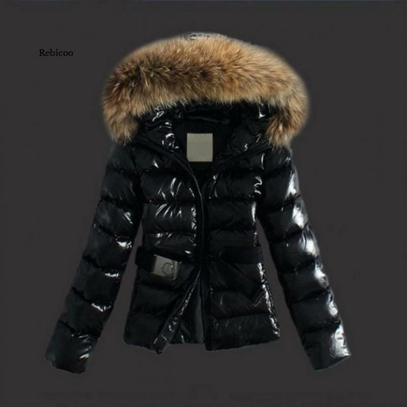 Parka Coat Women Jacket Casual Padded Pu Leather Jacket Solid Hooded Long Sleeve Zip-Up Thick Warm Short Coat with Belt