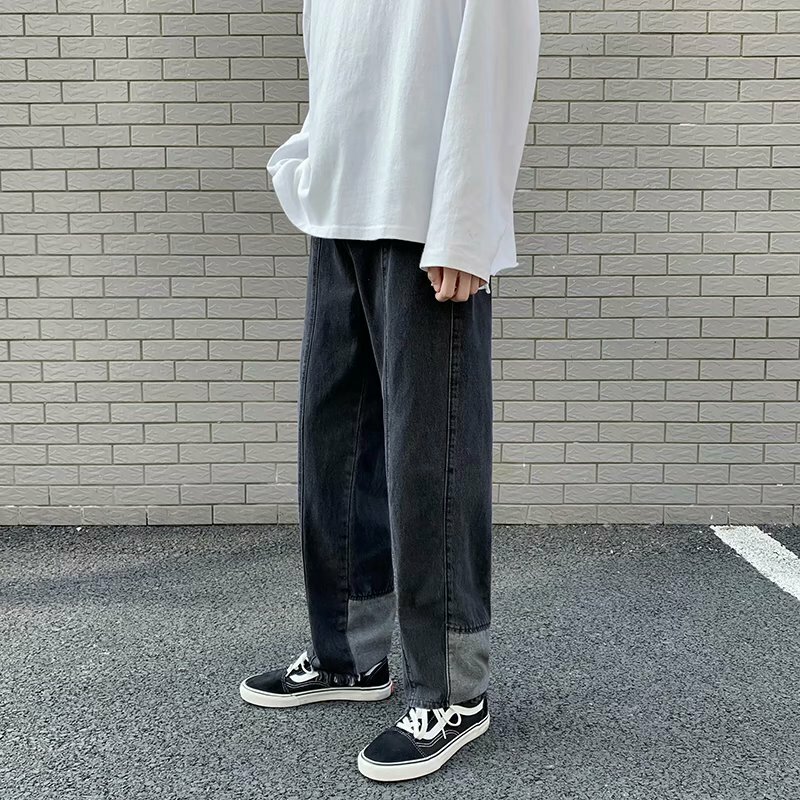 Super fire calças casuais masculinas, calças de marca coreana versátil soltas cinza retas da moda, hip hop, 2021