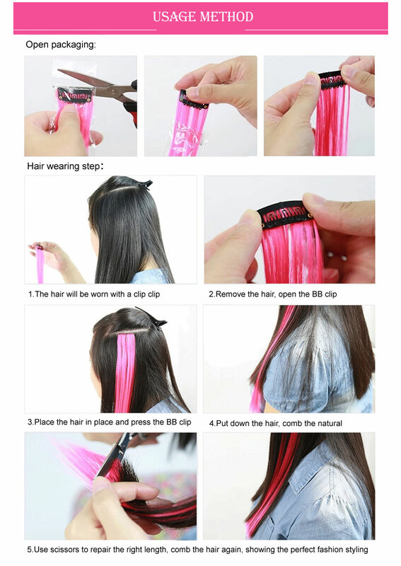 Synthetische Haarclip-On Haarverlenging 20Inch Één Clip In Haarverlenging Voor Vrouwen Hoge Temperatuur Vezel Ombre Nep Haarstuk