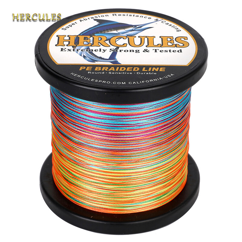 Hercules linha de pesca trançada, 9 fios, 300m, trança, fio super pe, força forte, linha de peixe, 10lb-320 lb, 15 cores, multifilamento