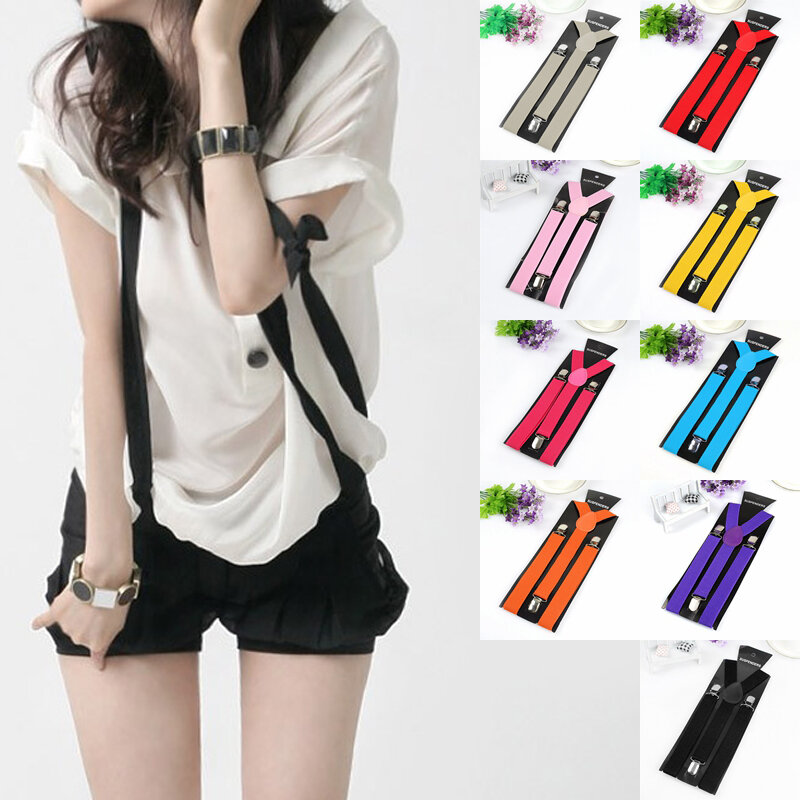 18 Colors Adjustable Elasticated Adult Y Shape Suspender Straps 3 Clips Suspenders Pants Braces Belt Straps Clothing Accessories