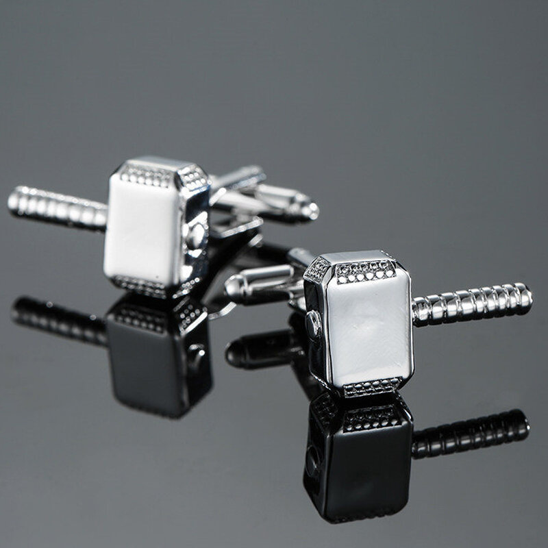 High quality Silver Cufflinks new fashion jewelry Raytheon hammer Cufflinks men's wedding shirt suit badge pin gift
