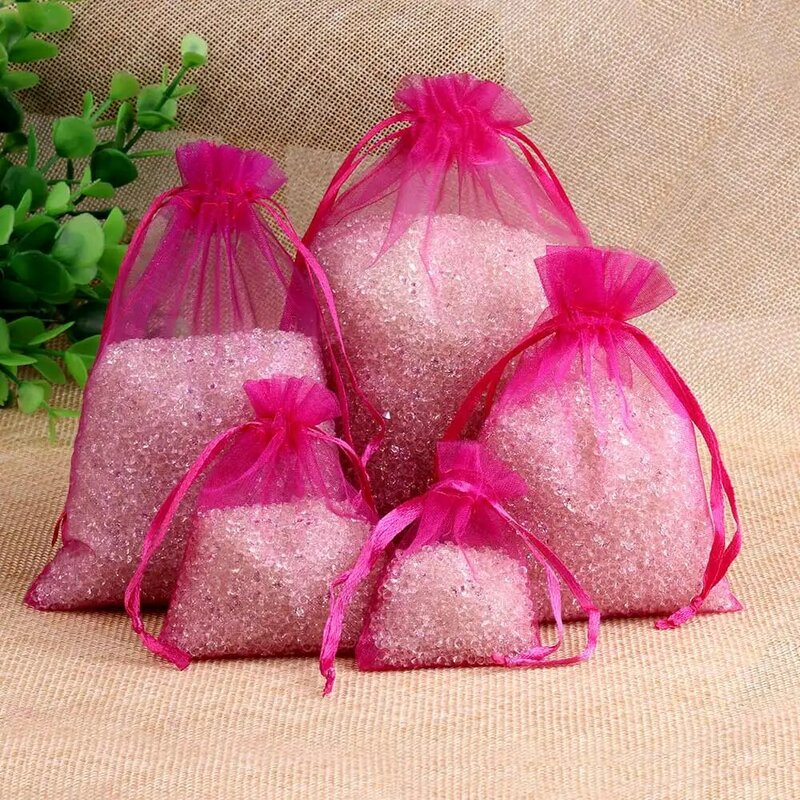 50/100pcs/lot Organza Gift Bag For Jewelry 24 Colors Drawstring Pouches For Wedding Christmas Candy Gift Bags Jewelry Packing