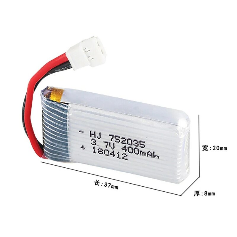 3.7V 400mAh 752035 Lipo Battery With Charger For H31 X4 H107 H6C KY101 E33C E33 U816A V252 RC Drone Spare Parts 2pcs To 5pcs