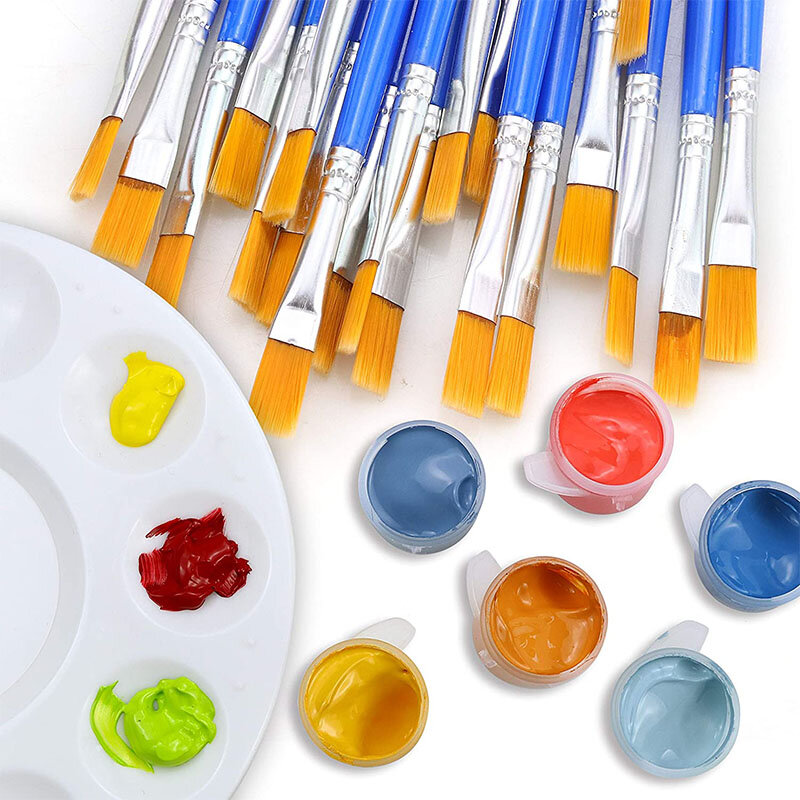 แปรงขนไนลอนอย่างดีขนาดเล็ก20/30ชิ้นแปรงทาสีแบนสำหรับวาดภาพระบายสีน้ำแปรงปากกาพู่กันระบายสีสำหรับเครื่องเขียนงานศิลปะ