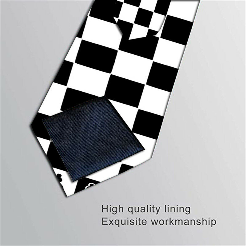 Fashion Chessboar Funny Neckties For Men Cartoon Novelty Ties Colorful Square Printed Neck ties Wedding Gift Party Accessories