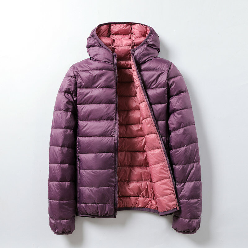 Корейская версия зимняя теплая куртка Двусторонняя парка Женская Корейская версия Сверхлегкая толстовка с капюшоном для переноски куртка пальто K258