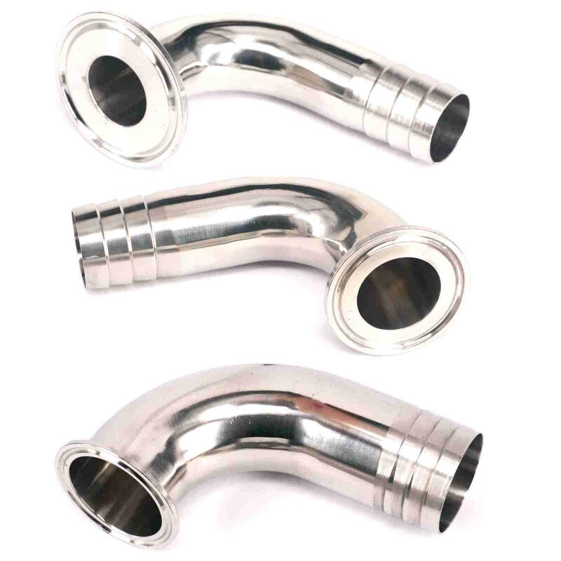 19-102mm tubo spinato ghiera O/D 50.5-119mm Tri Clamp 304 raccordi a gomito sanitari in acciaio inossidabile