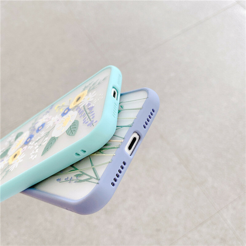 Cute Flower Leaf Fashion Phone Case for IPhone 11 Pro Max XR XS Max 6 7 8 Plus X SE 2020 Soft TPU Hard PC Back Cover Coque Gifts