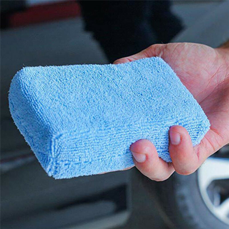 Éponges en tissu Microfibre pour voiture, 5x12cm x 8cm, tampons de polissage pour cire à main