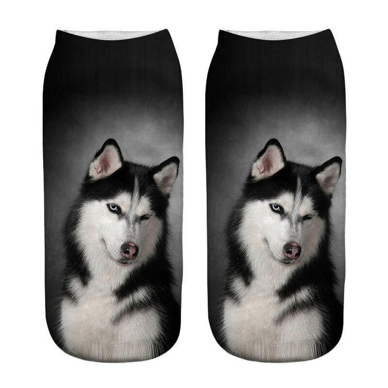 Popular engraçado unisex meias curtas 3d cão impresso anklet meias casuais