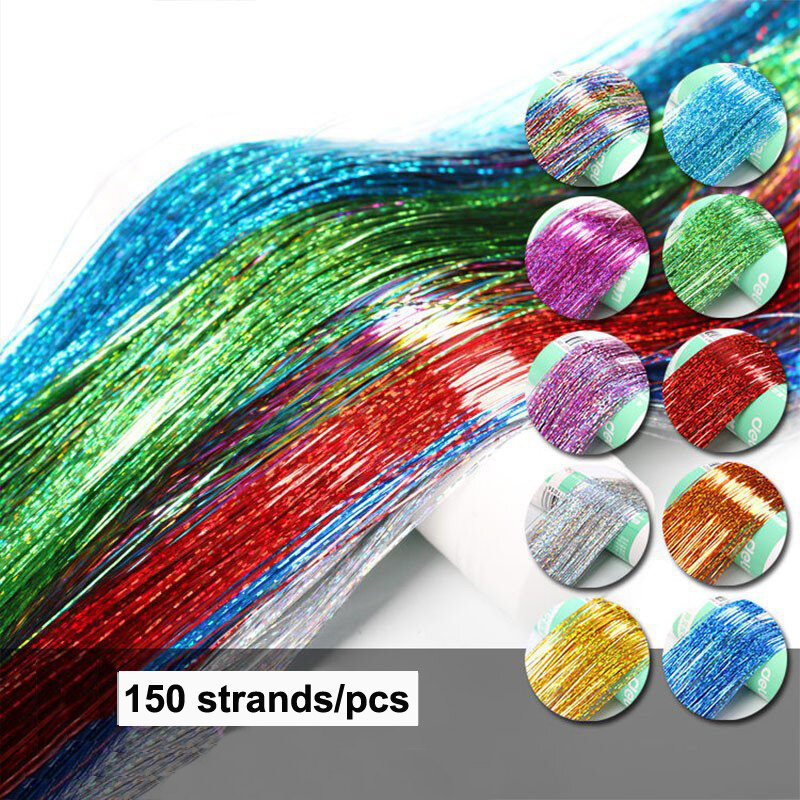Bling Glitter Hair Tinsel Sparkle Shiny Hair Secoration Rainbow Colored Hair Accessories For Girls Hair Extensions