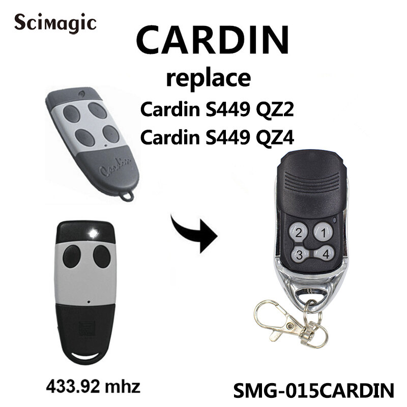 100% Compatibl Cardin TXQ449100 /TXQ449200 /TXQ449300 /TXQ449400 S449,S449 QZ1 QZ2 QZ3 QZ4 433MHz Rolling Code Remote Control