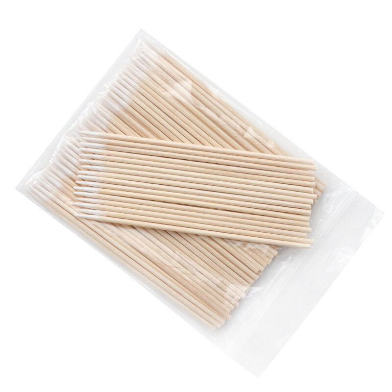 使い捨て超小型綿綿棒マイクロブラシ木製綿棒綿棒まつげエクステンショングルーツール