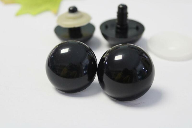 Ojos de juguete redondos de animales negros brillantes de alta calidad, accesorios para muñecas de peluche diy, opción de tamaño, 28mm, 30mm, 40mm, 50mm, 10 unidades por lote