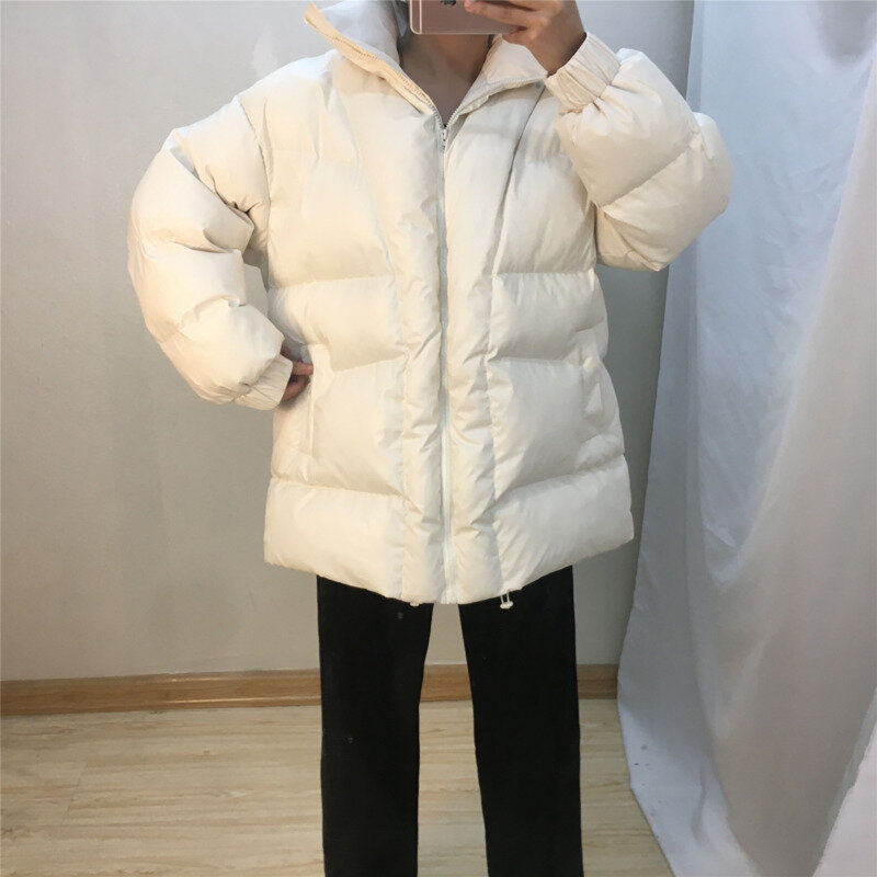 2022 Winter New Black Stand-up Collar Down Coat Women Loose Bf Student Ins Puffer Jacket Winter Coat Women Oversized Jacket