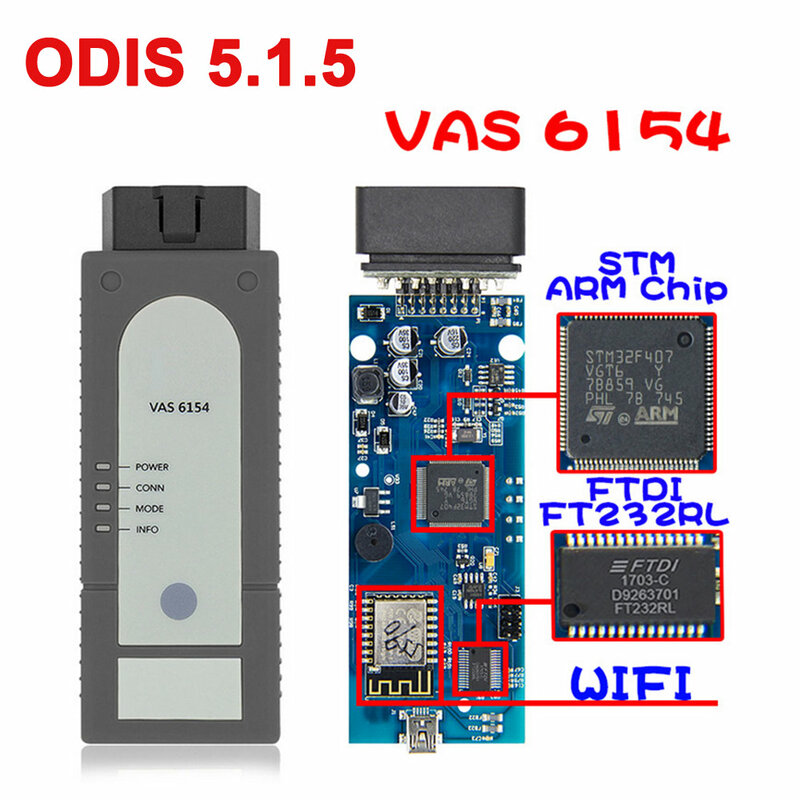 WIFI VAS 6154 ODIS 5.1.5 VAG Diagnostic Tool VAS6154 for VW/AUDI/SKODA/SEAT Support Win10