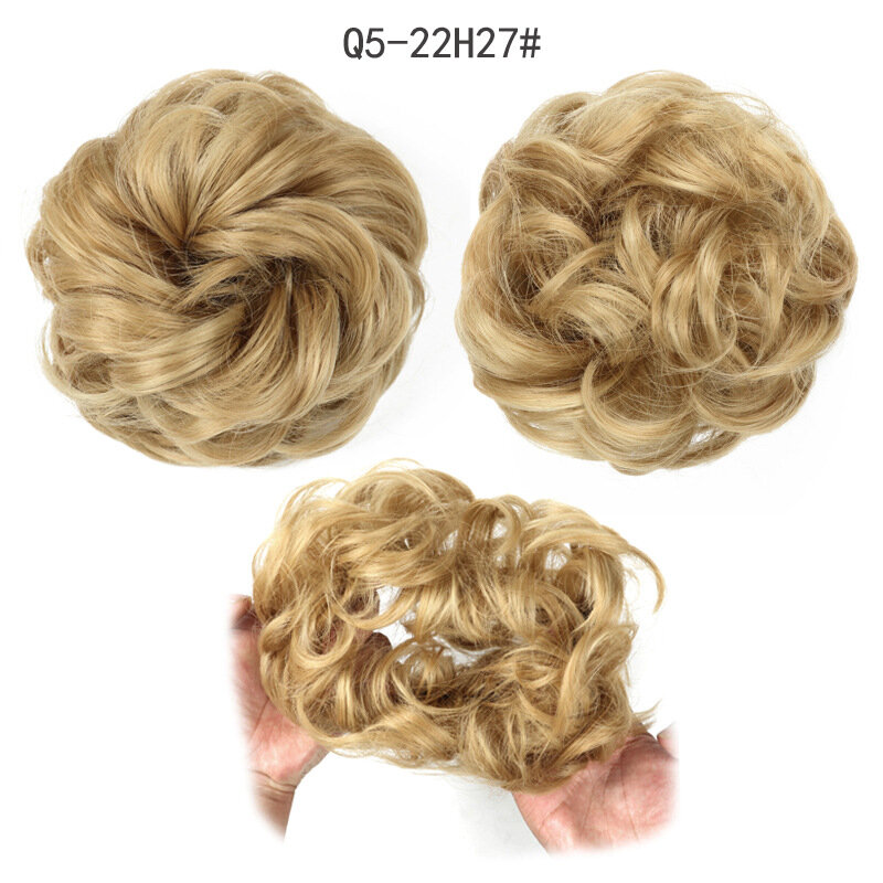 Cabelo sintético bun peruca senhoras rabo de cavalo cabelo extensão scrunchie onda elástica encaracolado hairpieces scrunchie wrap