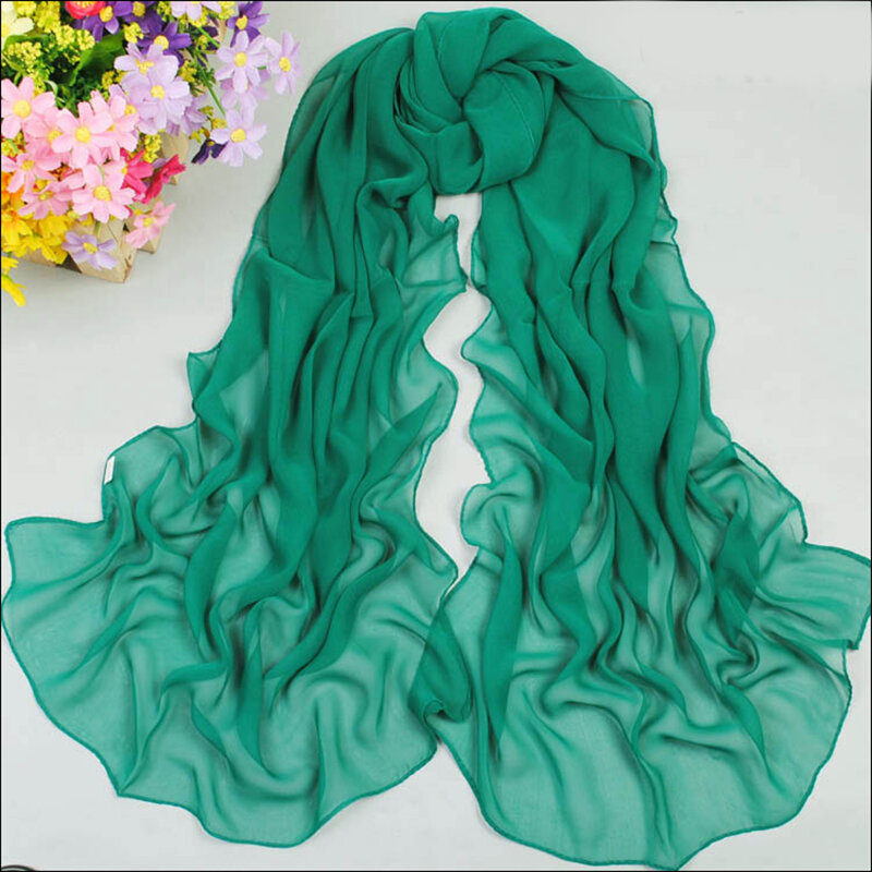 Lenço De Seda Chiffon para a mulher Moda lenços de seda sólida primavera das mulheres simples menina lenço envoltório poliéster feminino P5A16017