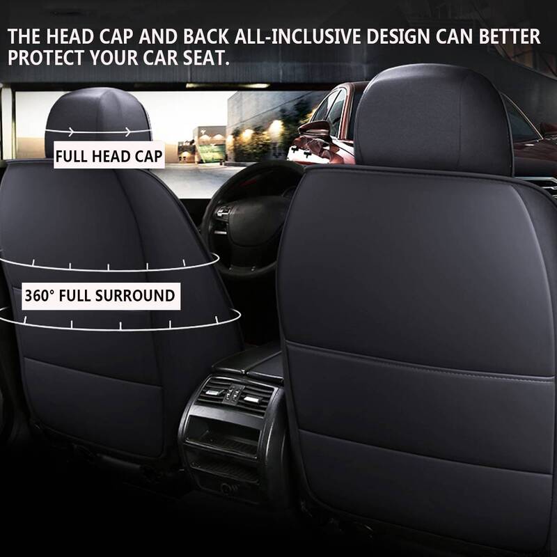 Universal 5 Asiento conjunto completo de fundas para los asientos del coche reposacabezas de cuero PU funda para cojín de asiento Protector de reposabrazos cubierta 5D para SUV camión