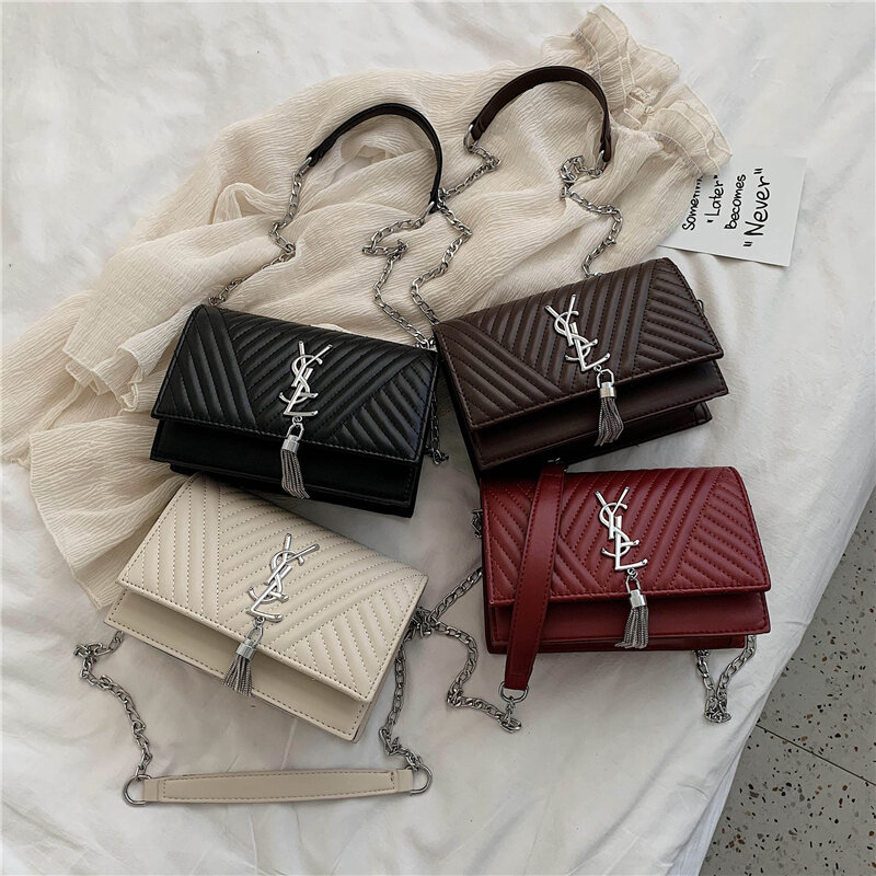 Модная дизайнерская сумка через плечо на цепочке, роскошная сумка на одно плечо с кисточкой, Женская вместительная сумочка, сумочка, бренд Л...