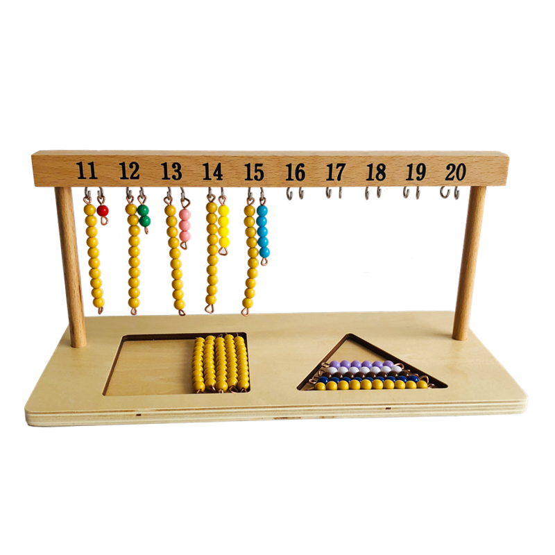 Bahan Matematika Montessori Manik-manik Berwarna Tangga dengan Gantungan Manik Linear & Lewati Permainan Penghitungan untuk Pembelajaran Angka Anak-anak