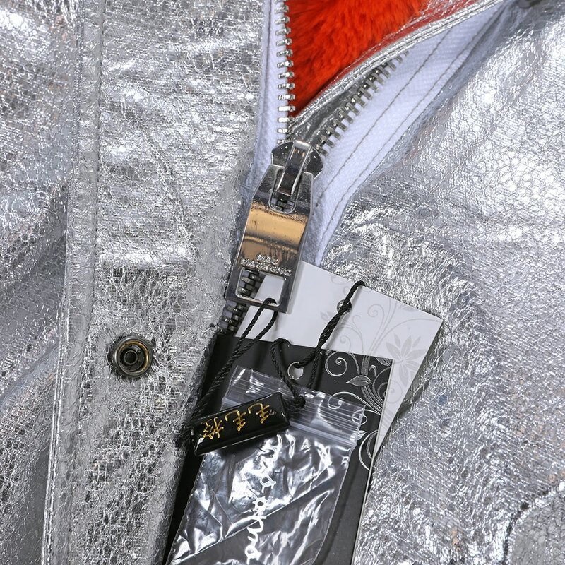 La nuova giacca da donna invernale con colletto in vero procione Maomokong 2020 con giacca invernale da donna in cotone addensato argento