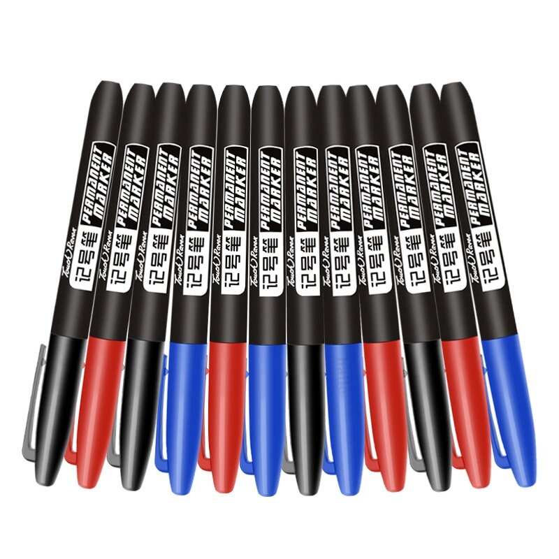 Haile-Waterproof Permanent Marker Pen, Preto, Azul, Tinta Vermelha, Escola, Escritório, Papelaria de Arte, Alta Qualidade, 1.5mm, 7 Pcs, 9 Pcs