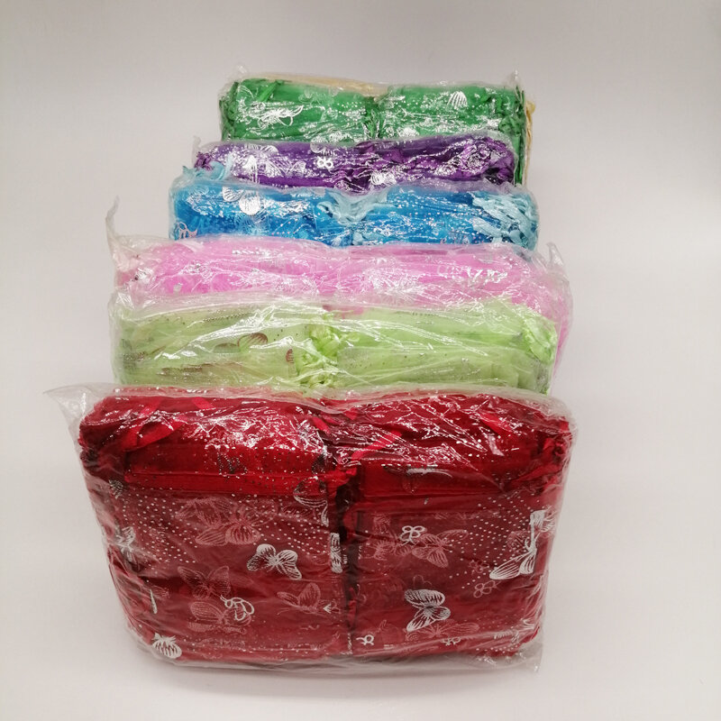 Bolsas de Organza con forma de mariposa, bolsa de regalo para embalaje de joyería, exhibición de almacenamiento, 7x9, 9x12, 11x16, 13x18, 50 unidades