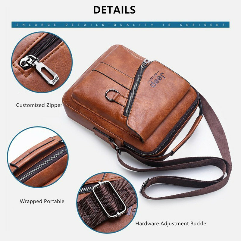 JEEP BULUO torba na ramię Messenger Tote Bag Travel Luxury Brand New torby męskie Crossbody dla mężczyzn Split Leather Fashion Business