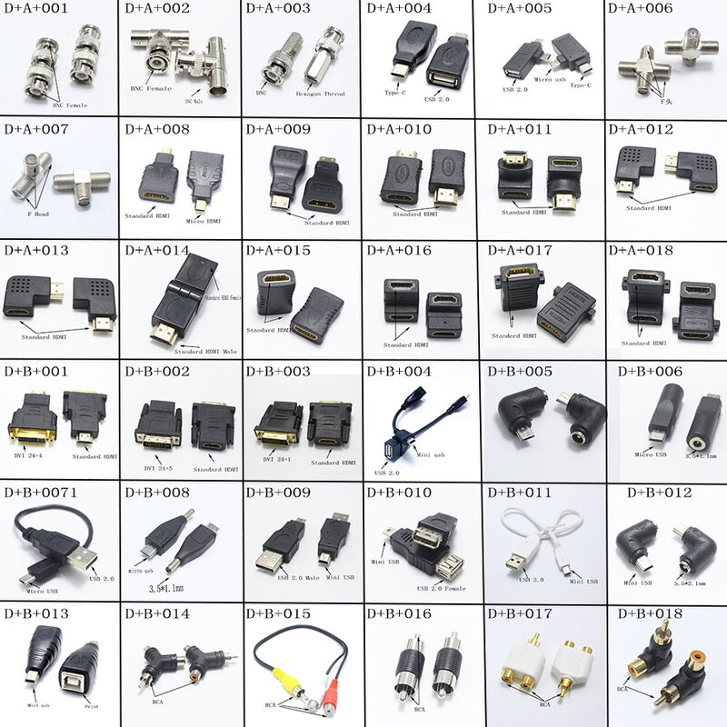 1 Uds 5,5*2,5/5,5*2,1/4,8*1,7/1,7 4,0 */2,5*0,7/5,0*3,0mm DC Power adaptador de enchufe/2,5/3,5/6,35/RCA/RF/ BNC/AVI audio y vídeo conector