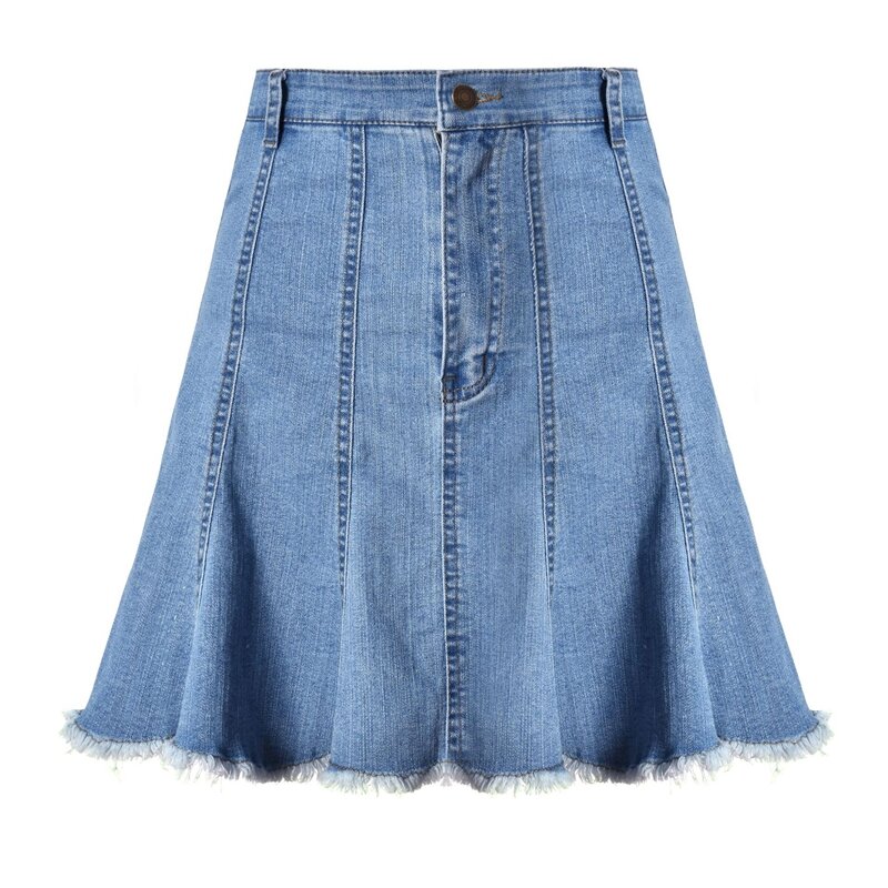 Casual High Waist Denim Skirt Blue Light Wash Women A-line Mini Skirt ladies Sexy Summer vintage short jeans skirt Street Style